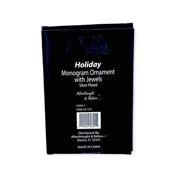 Silver Plated Holiday Monogram Ornament with Jewels - Picture 3 of 3